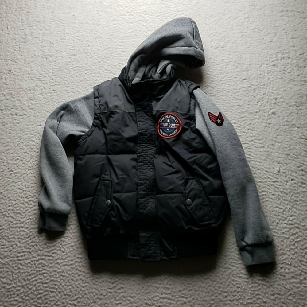 IXtreme Outfitters Jacket Boys 10-12 Black Top Gun Hooded Puffer Fleece Zip
